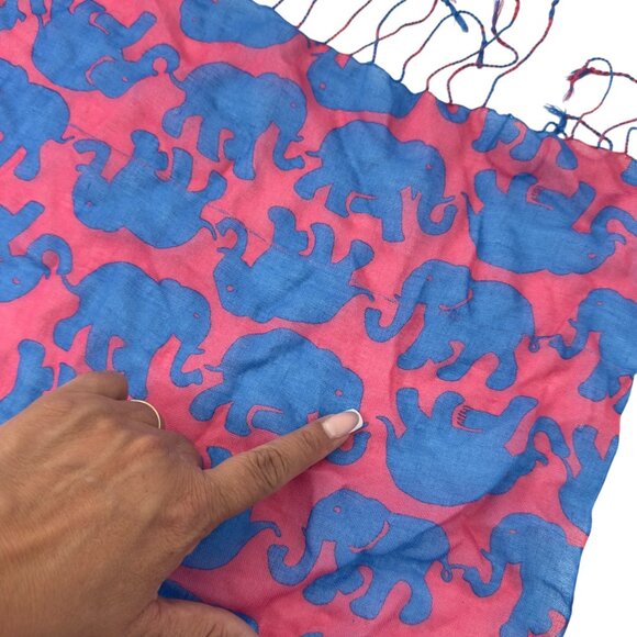 Lilly Pulitzer Silk&Cashmere Elephant Print Scarf  27''X74'' Multifuntional Wrap - Picture 5 of 12